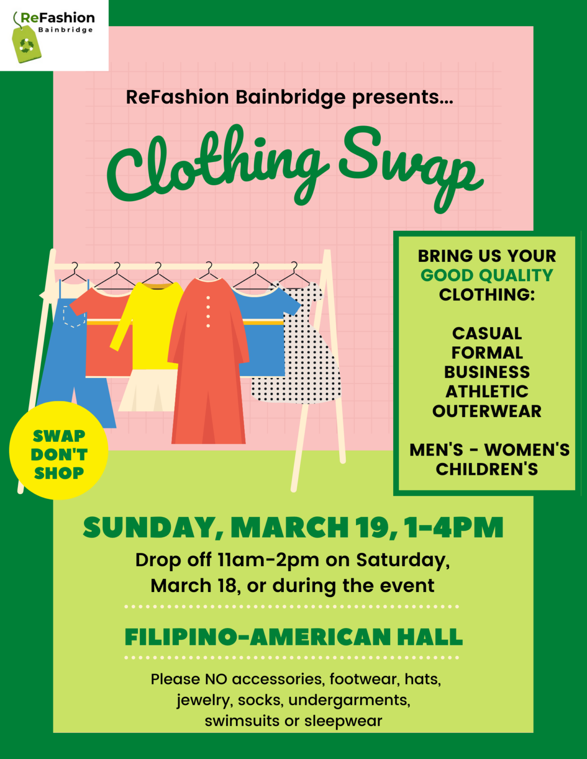 Clothing Swap - Sustainable Bainbridge